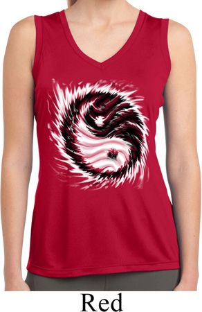 Ladies Yoga Shirt Yin Yang Sun Sleeveless Moisture Wicking Tee T-Shirt