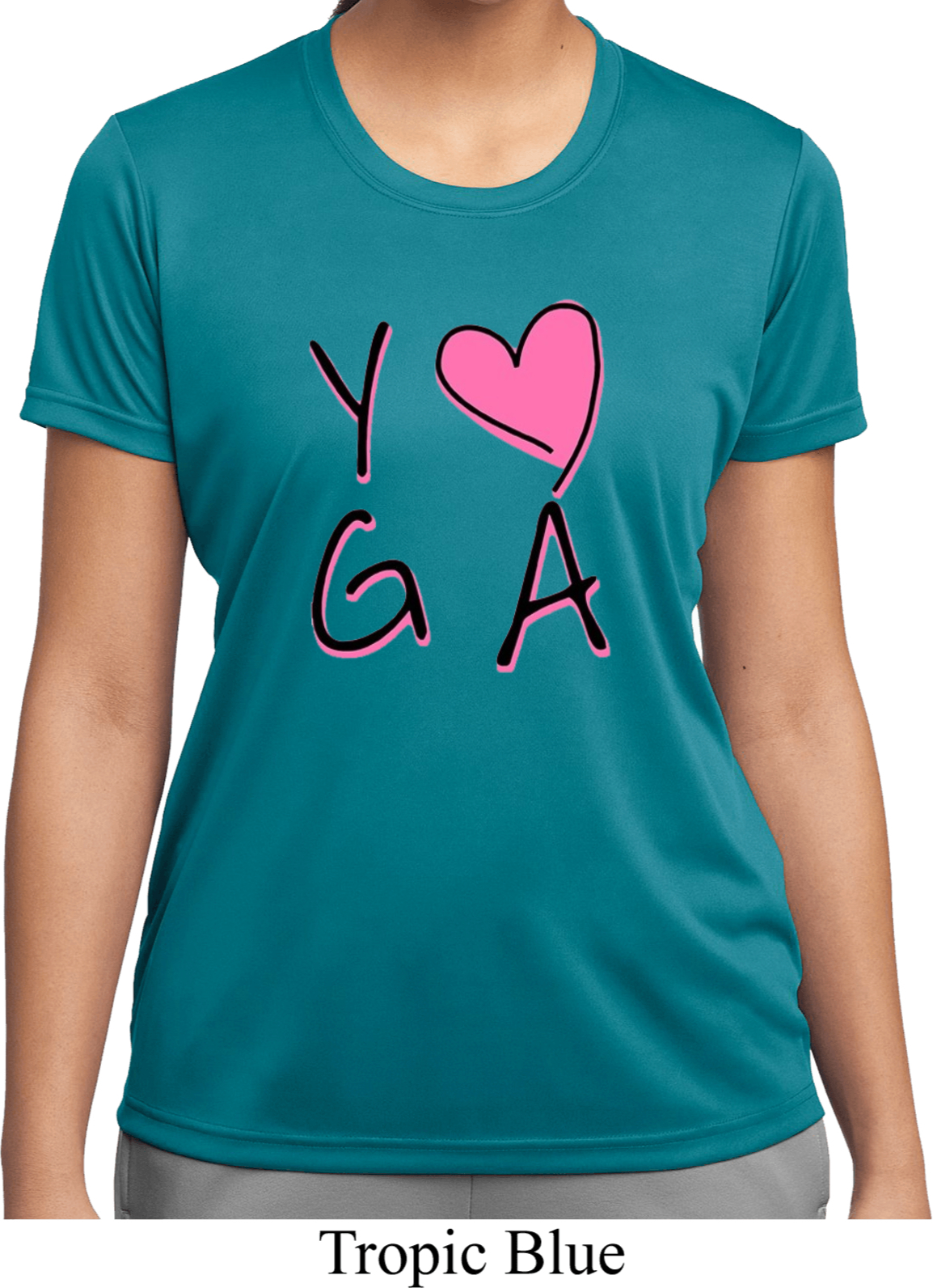 Ladies Yoga Shirt Yoga Love Moisture Wicking Tee TShirt Yoga Love