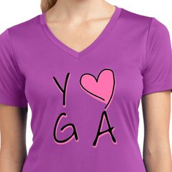 Ladies Yoga Shirt Yoga Love Moisture Wicking V-neck Tee T-Shirt Ladies Yoga Shirt Yoga Love Moisture Wicking V-neck Tee T-Shirt