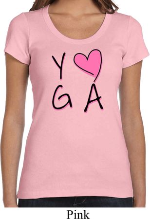 Ladies Yoga Shirt Yoga Love Scoop Neck Tee T-Shirt