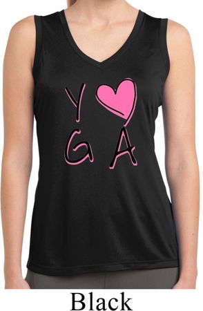 Ladies Yoga Shirt Yoga Love Sleeveless Moisture Wicking Tee T-Shirt