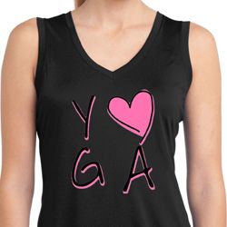 Ladies Yoga Shirt Yoga Love Sleeveless Moisture Wicking Tee T-Shirt Ladies Yoga Shirt Yoga Love Sleeveless Moisture Wicking Tee T-Shirt