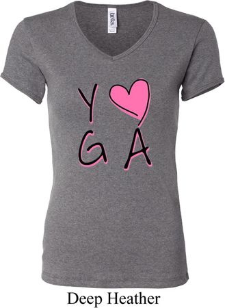 Ladies Yoga Shirt Yoga Love V-neck Tee T-Shirt