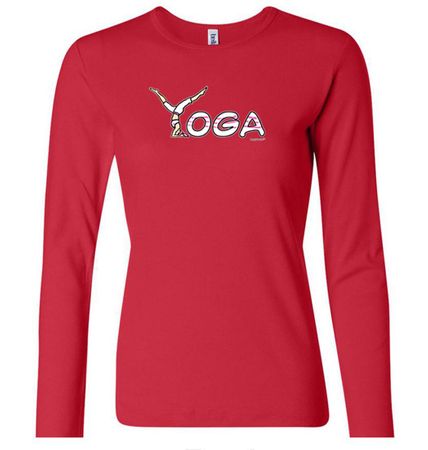 Ladies Yoga Shirt Yoga Spelling Long Sleeve Tee T-Shirt