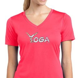 Ladies Yoga Shirt Yoga Spelling Moisture Wicking V-neck Tee T-Shirt
