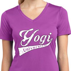 Ladies Yoga Shirt Yogi University Moisture Wicking V-neck Tee T-Shirt Ladies Yoga Shirt Yogi University Moisture Wicking V-neck Tee T-Shirt