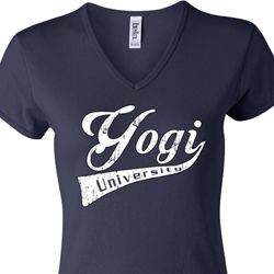 Ladies Yoga Shirt Yogi University V-neck Tee T-Shirt Ladies Yoga Shirt Yogi University V-neck Tee T-Shirt