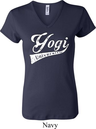 Ladies Yoga Shirt Yogi University V-neck Tee T-Shirt
