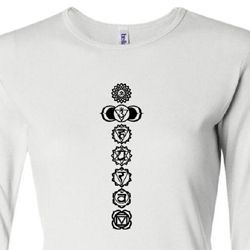 Ladies Yoga T-shirt 7 Chakras Black Print Long Sleeve Shirt