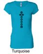 Ladies Yoga T-shirt 7 Chakras Black Print Longer Length Shirt