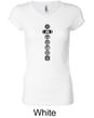 Ladies Yoga T-shirt 7 Chakras Black Print Longer Length Shirt