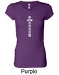 Ladies Yoga T-shirt 7 Chakras White Print Longer Length Shirt
