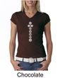 Ladies Yoga T-shirt 7 Chakras White Print V-Neck Shirt