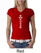 Ladies Yoga T-shirt 7 Chakras White Print V-Neck Shirt