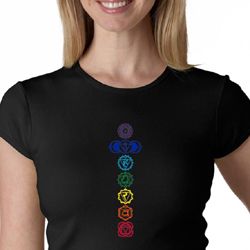 Ladies Yoga T-shirt 7 Colored Chakras Crewneck Shirt Ladies Yoga T-shirt 7 Colored Chakras Crewneck Shirt