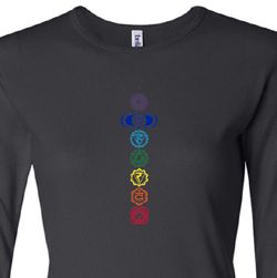 Ladies Yoga T-shirt 7 Colored Chakras Long Sleeve Shirt Ladies Yoga T-shirt 7 Colored Chakras Long Sleeve Shirt
