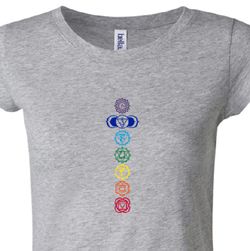 Ladies Yoga T-shirt 7 Colored Chakras Longer Length Shirt Ladies Yoga T-shirt 7 Colored Chakras Longer Length Shirt