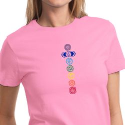 Ladies Yoga T-shirt 7 Colored Chakras Tee Shirt Ladies Yoga T-shirt 7 Colored Chakras Tee Shirt