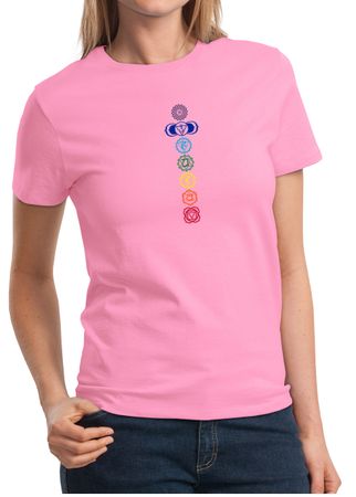 Ladies Yoga T-shirt 7 Colored Chakras Tee Shirt