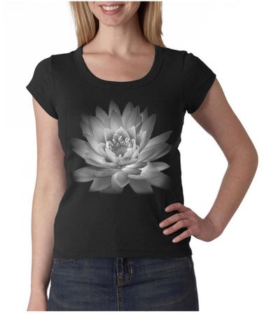 Ladies Yoga T-shirt Lotus Flower Scoop Neck Shirt