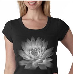 Ladies Yoga T-shirt Lotus Flower Scoop Neck Shirt