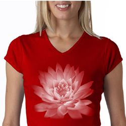 Ladies Yoga T-shirt Lotus Flower V-Neck Shirt