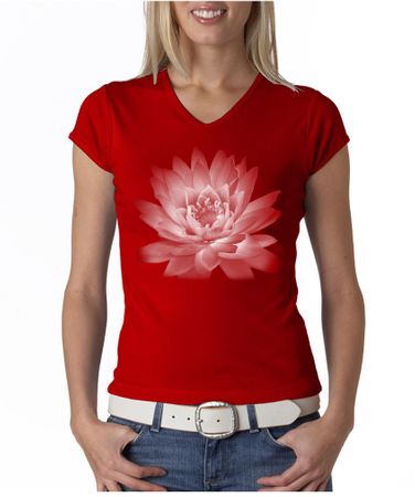 Ladies Yoga T-shirt Lotus Flower V-Neck Shirt