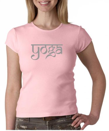 Ladies Yoga T-shirt Sanskrit Yoga Text Crew Neck Shirt