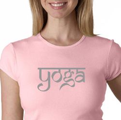 Ladies Yoga T-shirt Sanskrit Yoga Text Crew Neck Shirt