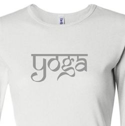 Ladies Yoga T-shirt Sanskrit Yoga Text Long Sleeve Shirt