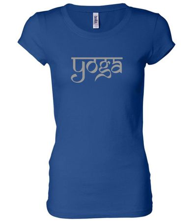 Ladies Yoga T-shirt Sanskrit Yoga Text Longer Length Shirt