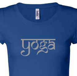 Ladies Yoga T-shirt Sanskrit Yoga Text Longer Length Shirt