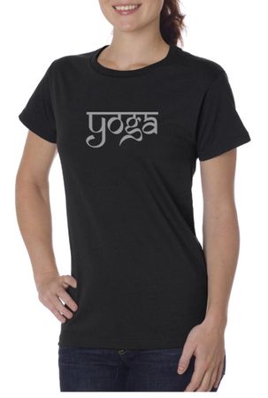 Ladies Yoga T-shirt Sanskrit Yoga Text Organic Tee
