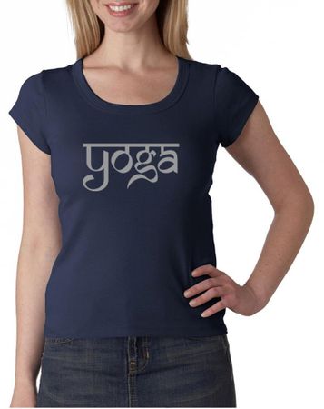 Ladies Yoga T-shirt Sanskrit Yoga Text Scoop Neck Shirt