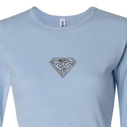 Ladies Yoga T-Shirt Super OM Small Print Long Sleeve Shirt