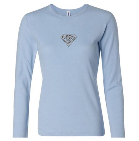 Ladies Yoga T-Shirt Super OM Small Print Long Sleeve Shirt
