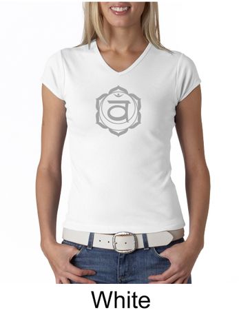 Ladies Yoga T-shirt Swadhisthana Chakra Symbol V-neck Shirt