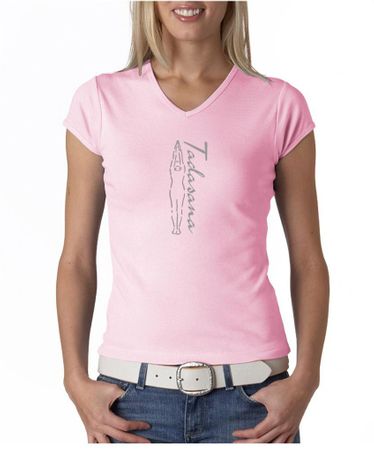 Ladies Yoga T-shirt Tadasana Mountain Pose V-Neck Shirt
