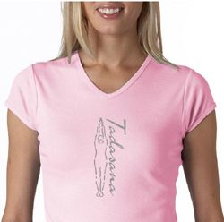 Ladies Yoga T-shirt Tadasana Mountain Pose V-Neck Shirt