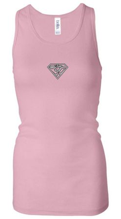 Ladies Yoga Tank Super OM Small Print Longer Length Racerback Tanktop