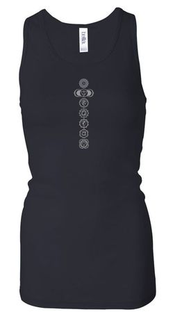 Ladies Yoga Tank Top 7 Chakras Longer Length Racerback Tanktop
