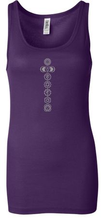 Ladies Yoga Tank Top 7 Chakras Meditation Longer Length Tanktop