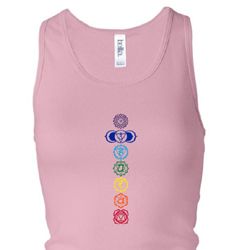 Ladies Yoga Tank Top 7 Colored Chakras Longer Length Racerback Tank Ladies Yoga Tank Top 7 Colored Chakras Longer Length Racerback Tank