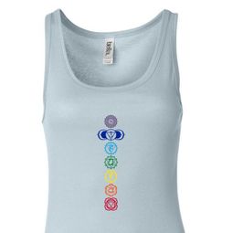 Ladies Yoga Tank Top 7 Colored Chakras Longer Length Tanktop Ladies Yoga Tank Top 7 Colored Chakras Longer Length Tanktop