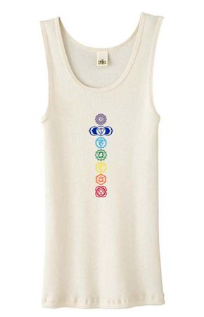 Ladies Yoga Tank Top 7 Colored Chakras Organic Tanktop