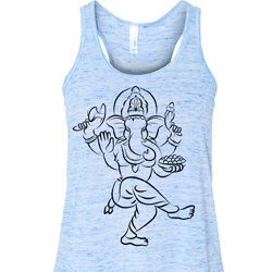 Ladies Yoga Tank Top Black Sketch Ganesha Flowy Racerback