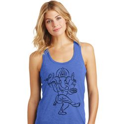 Ladies Yoga Tank Top Black Sketch Ganesha Racerback