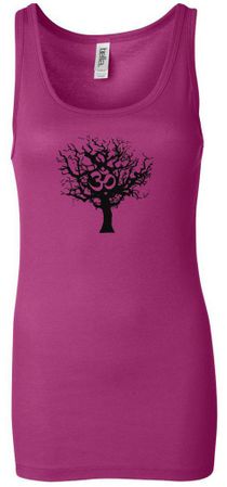 Ladies Yoga Tank Top Black Tree of Life Longer Length Tanktop