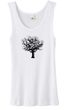 Ladies Yoga Tank Top Black Tree of Life Organic White Tanktop