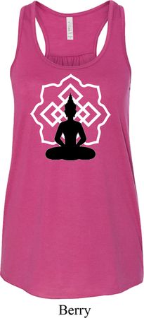 Ladies Yoga Tank Top Buddha Lotus Pose Flowy Racerback